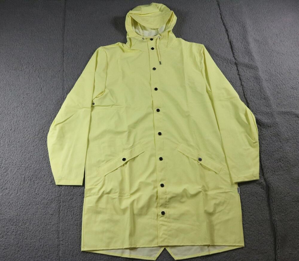 New Rains Raincoat Long Jacket Hood Womens XL Yellow Waterproof